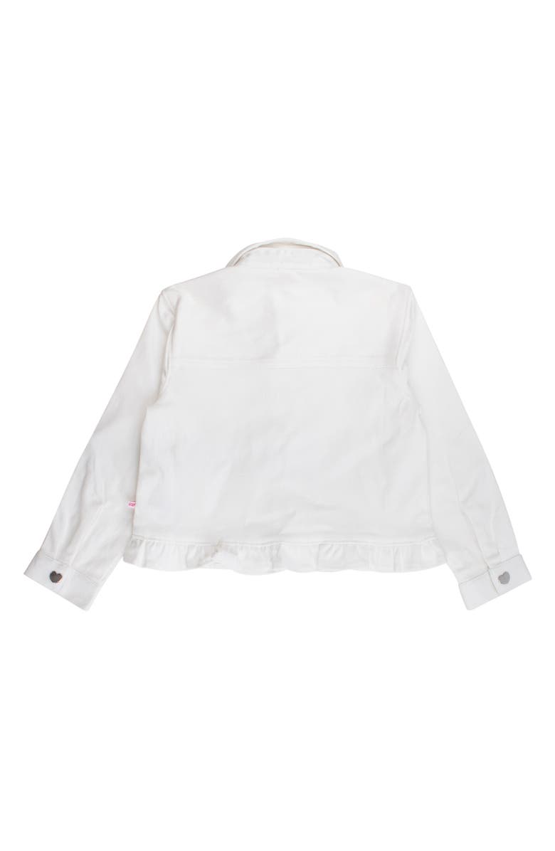 RuffleButts Kids' Ruffle Hem Denim Jacket, Alternate, color, White
