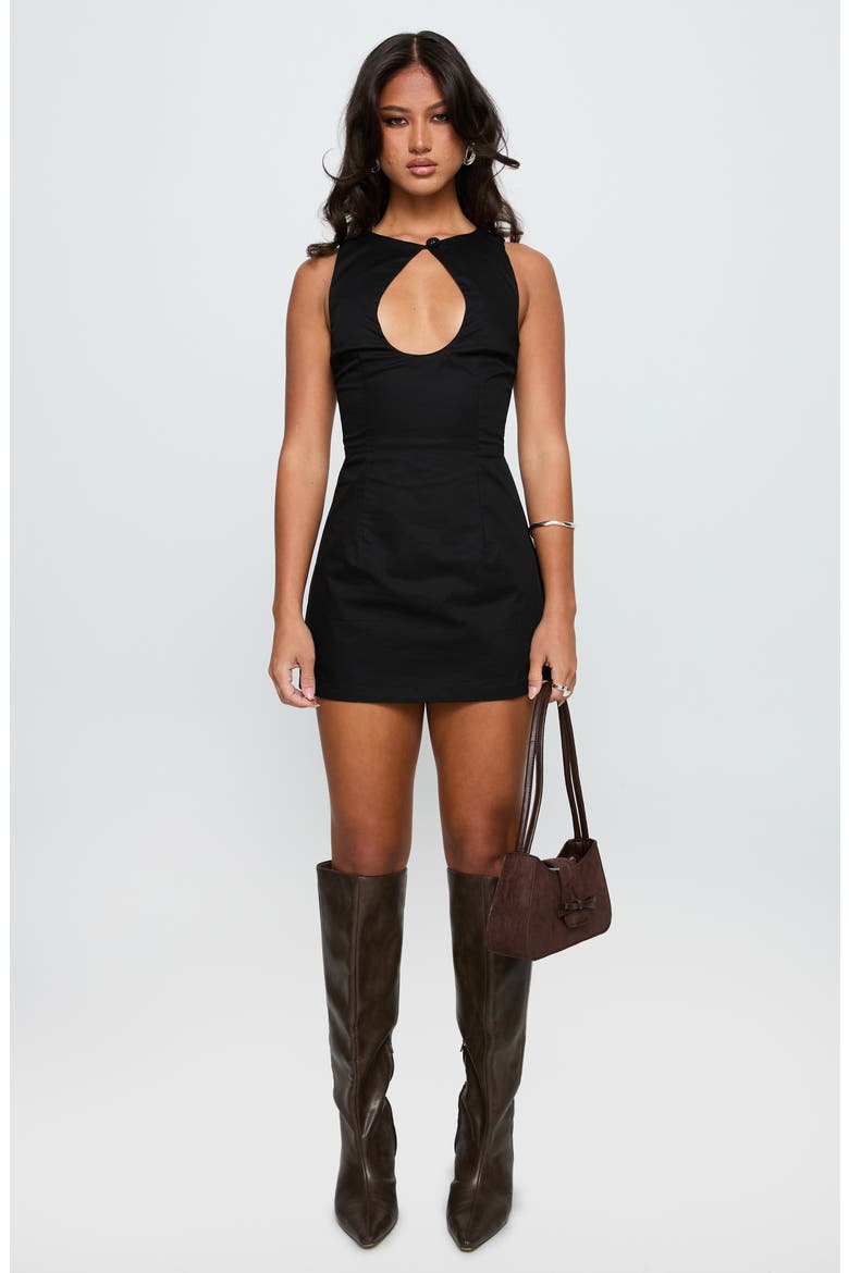 Etiquette Cutout Organic Cotton Skirted Romper, Alternate, color, BLACK
