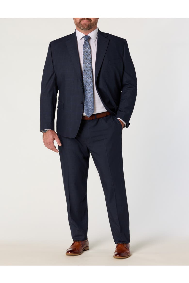 Big & Tall Houndstooth Windowpane Suit Pants, Alternate, color, BLUE