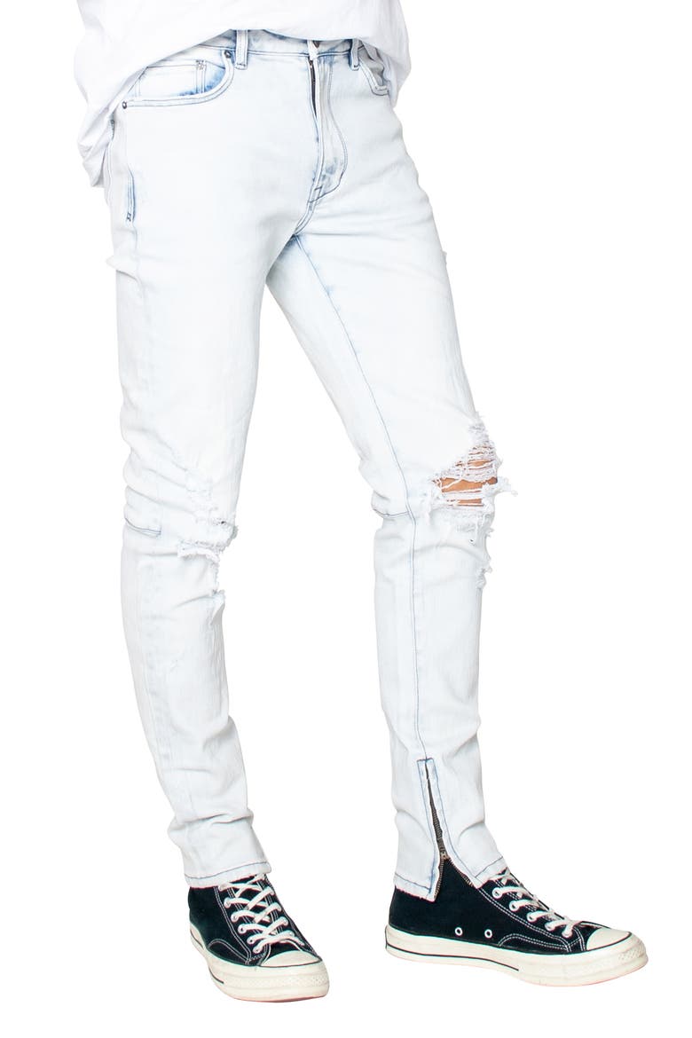 Ziggy Denim Pipes Ripped Zip Hem Slim Straight Leg Jeans, Alternate, color, BLUE TRIP