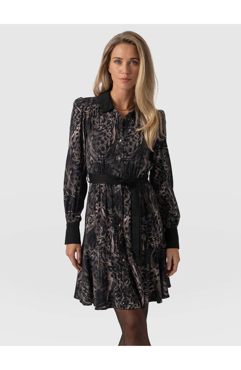 Saint + Sofia Lori Fit & Flare Dress, Alternate, color, Spot Feather