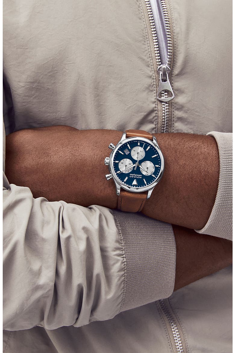 Heritage Calendoplan Chronograph Bracelet Watch, 40mm, Alternate, color, BLUE