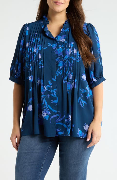 Niva Floral Elysia Pleated Top (Plus)