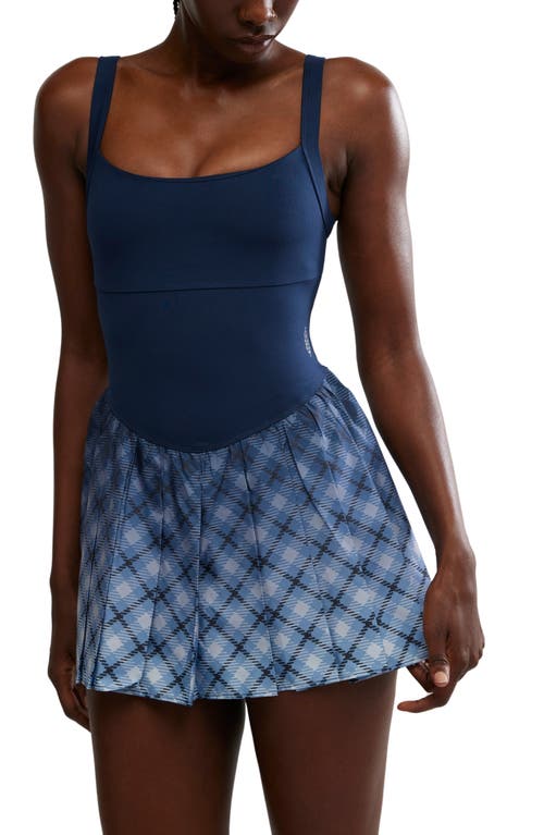 Free People Swing Of Things Print Pleated Minidress In Blue