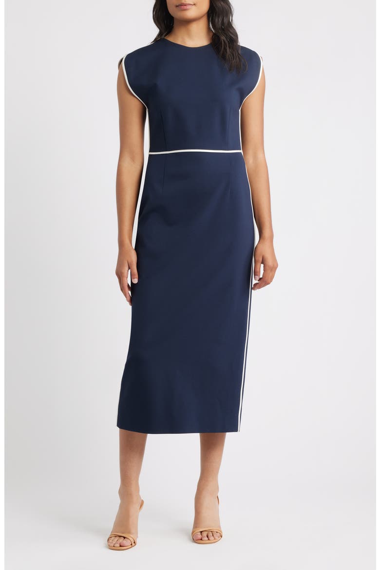 Detira Cap Sleeve Sheath Dress, Main, color, DK BU