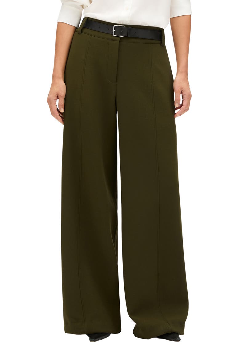 Double Face High Waist Pant, Main, color, Moss