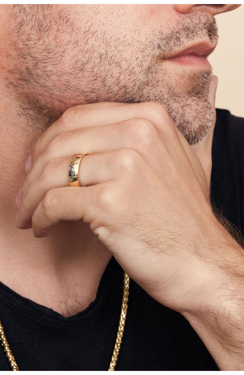 Oradina Mens Forever Band Statement Ring in 14K Gold, Alternate, color, Yellow Gold