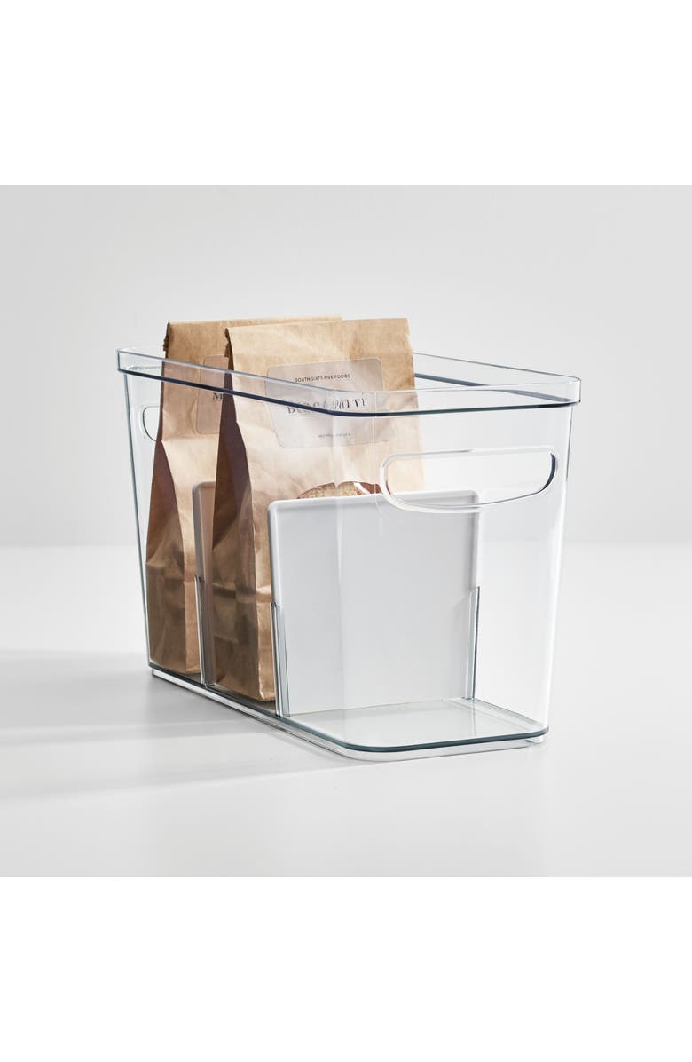 iDesign 3-Section Divided Pantry Organizer Bin - Set of 2 - Clear/White, Alternate, color, Clear