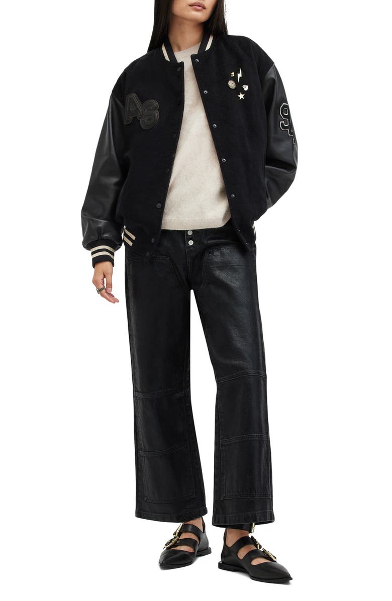 AllSaints Valeria Cashmere Blend Varsity Jacket, Alternate, color, 