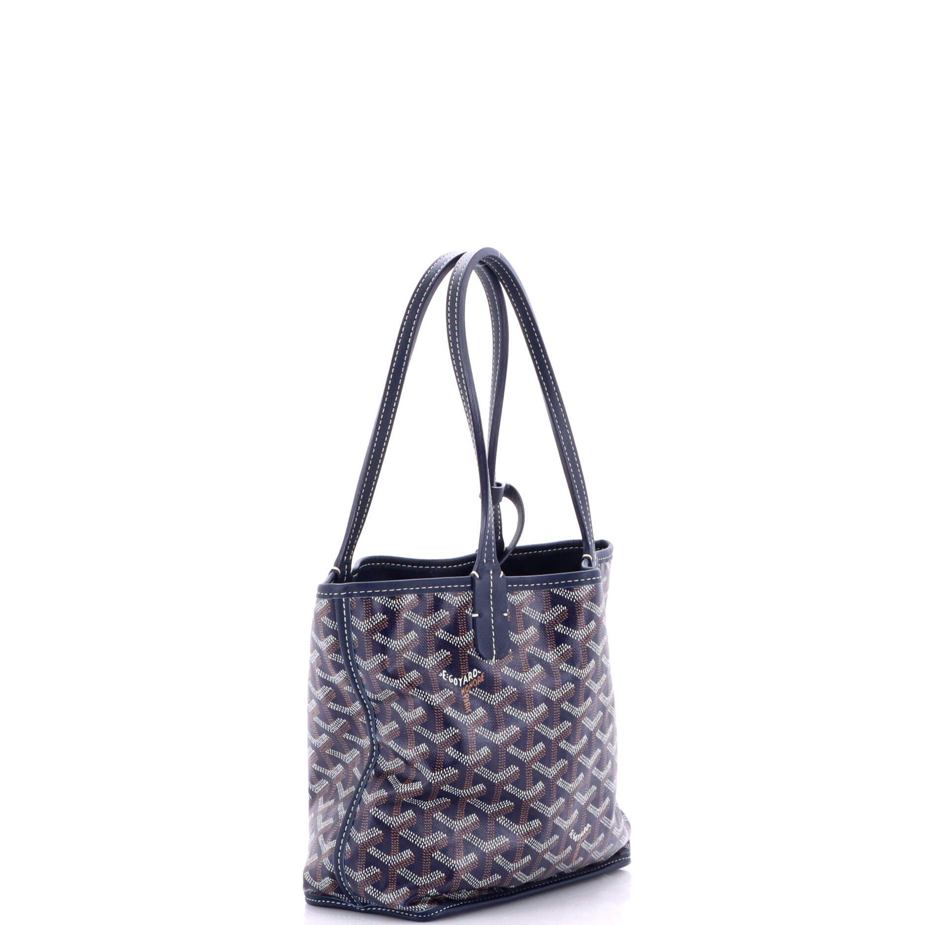 Pre-Owned Goyard Anjou Reversible Tote Coated Canvas Mini, Alternate, color, Blue