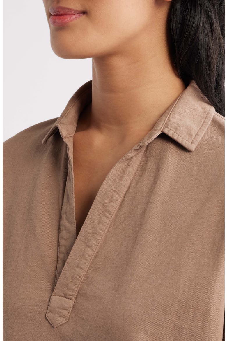 Patty Popover Henley Top, Alternate, color, TOASTED