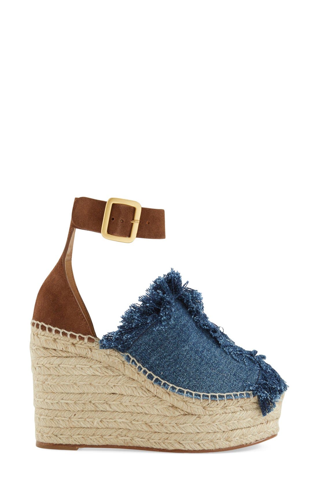 'Isa' Espadrille Wedge Sandal, Alternate, color, BLUE DENIM