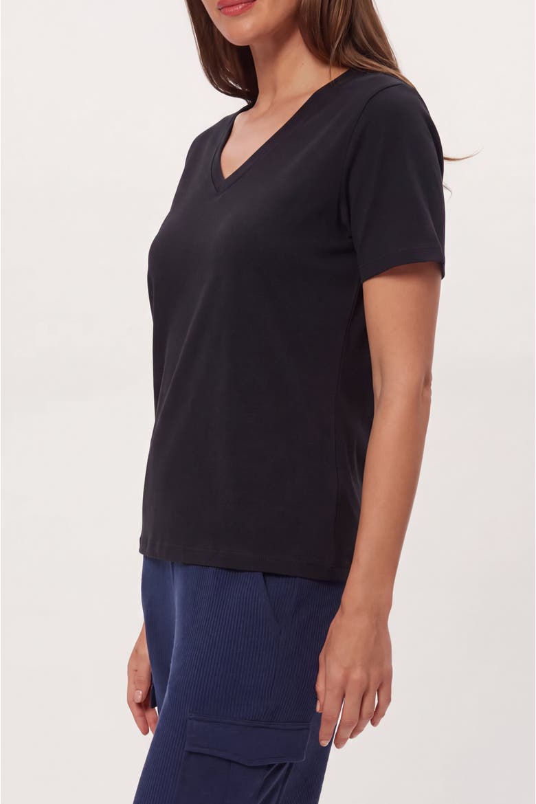 Short Sleeve V-Neck Cotton T-Shirt, Alternate, color, Black