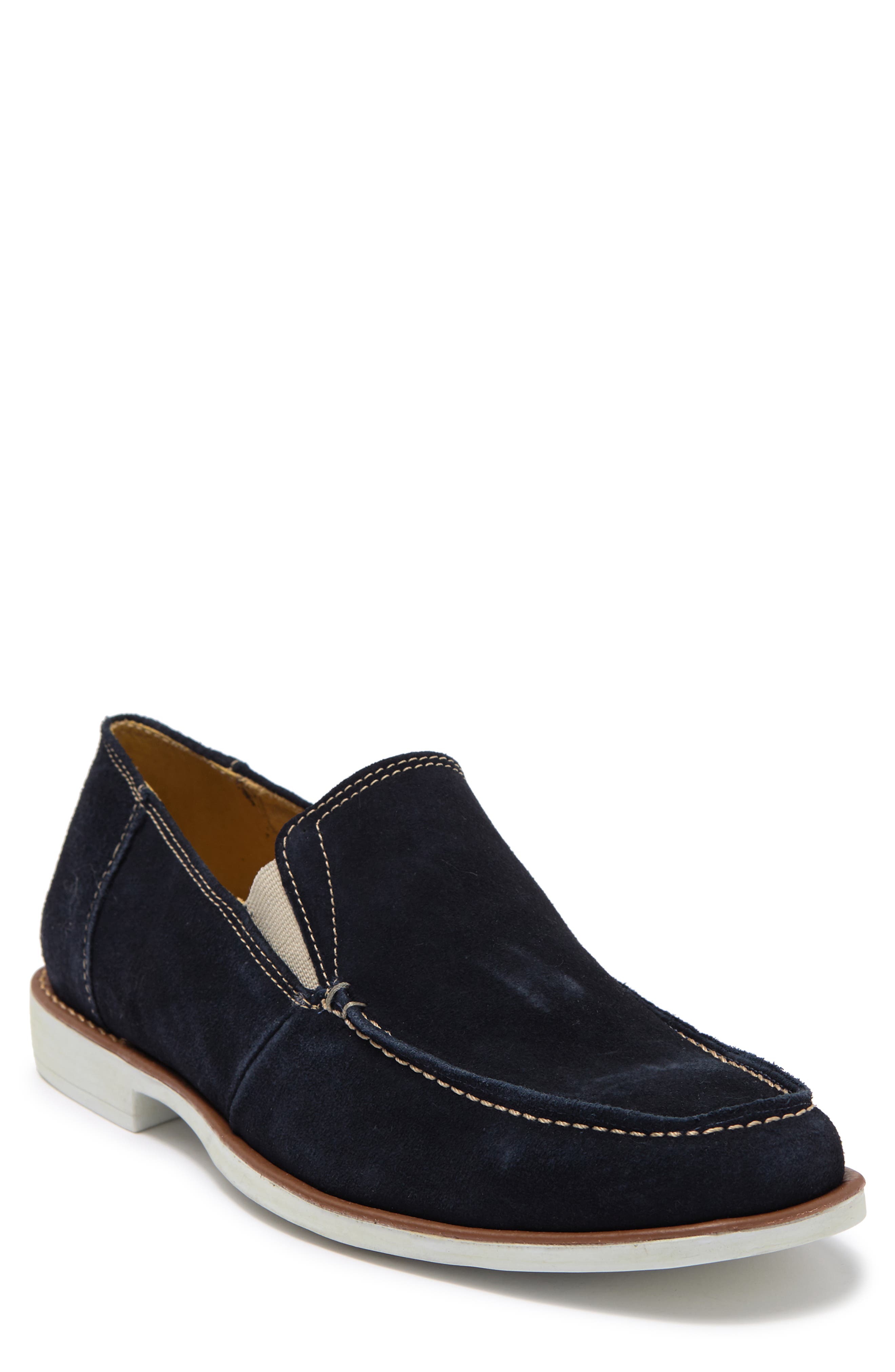 Embossed Leather Loafer, Main, color, NAVY