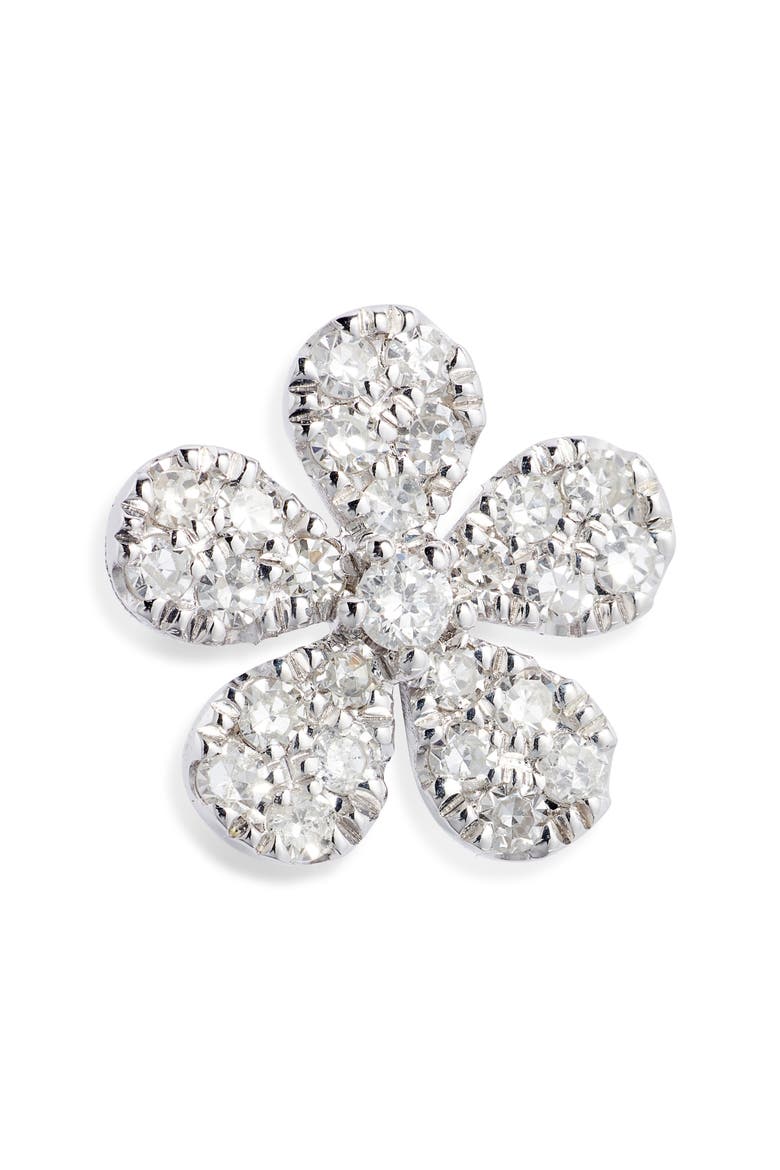 Diamond Pavé Flower Stud Earrings, Alternate, color, SILVER