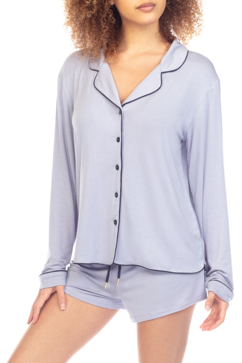 All American Long Sleeve Short Pajamas, Main, color, LUNAR