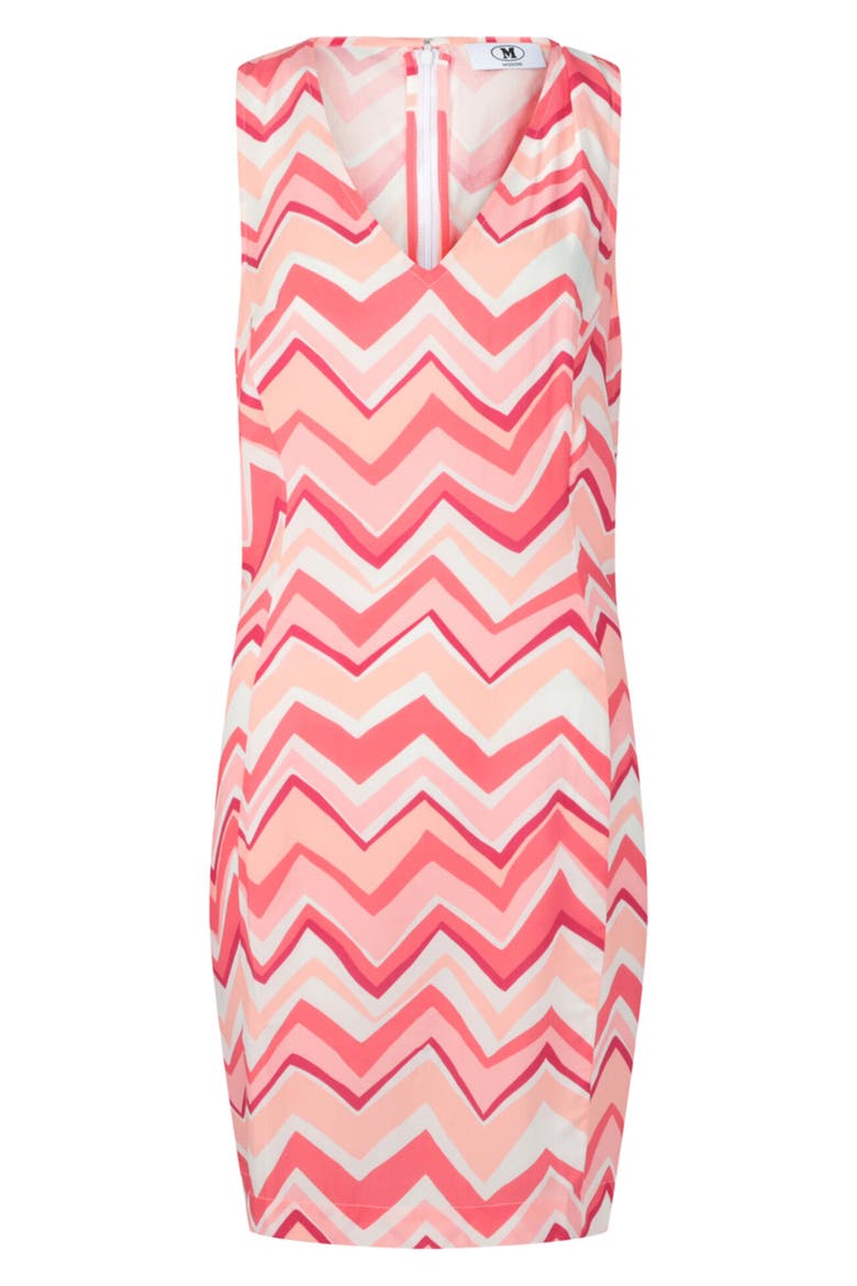 Chevron Sleeveless Minidress, Main, color, PINK TONES AND WHITE