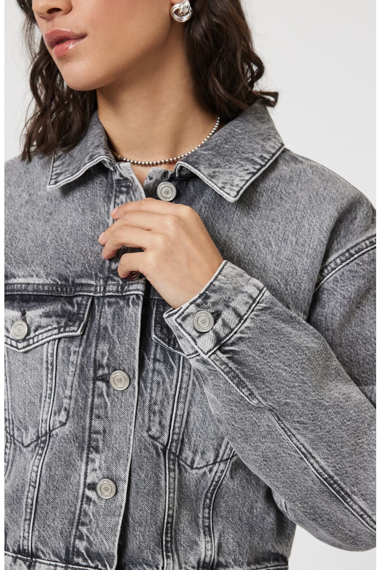 Harmony Crop Denim Jacket, Alternate, color, LIGHT SMOKE DENIM