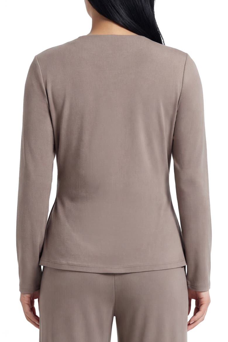 Cappuccino Long Sleeve Faux Wrap Top, Alternate, color, CAPPUCCINO