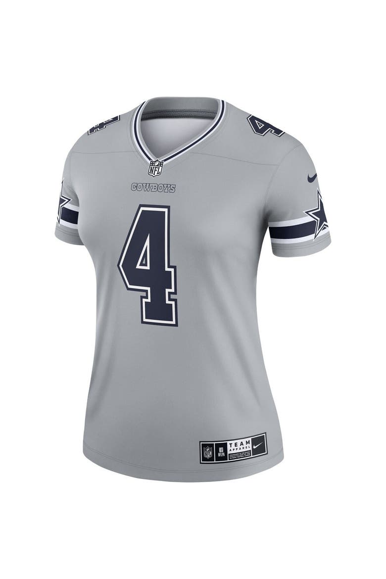Women's Nike Dak Prescott Gray Dallas Cowboys Inverted Legend Player Performance Top, Alternate, color, Gray