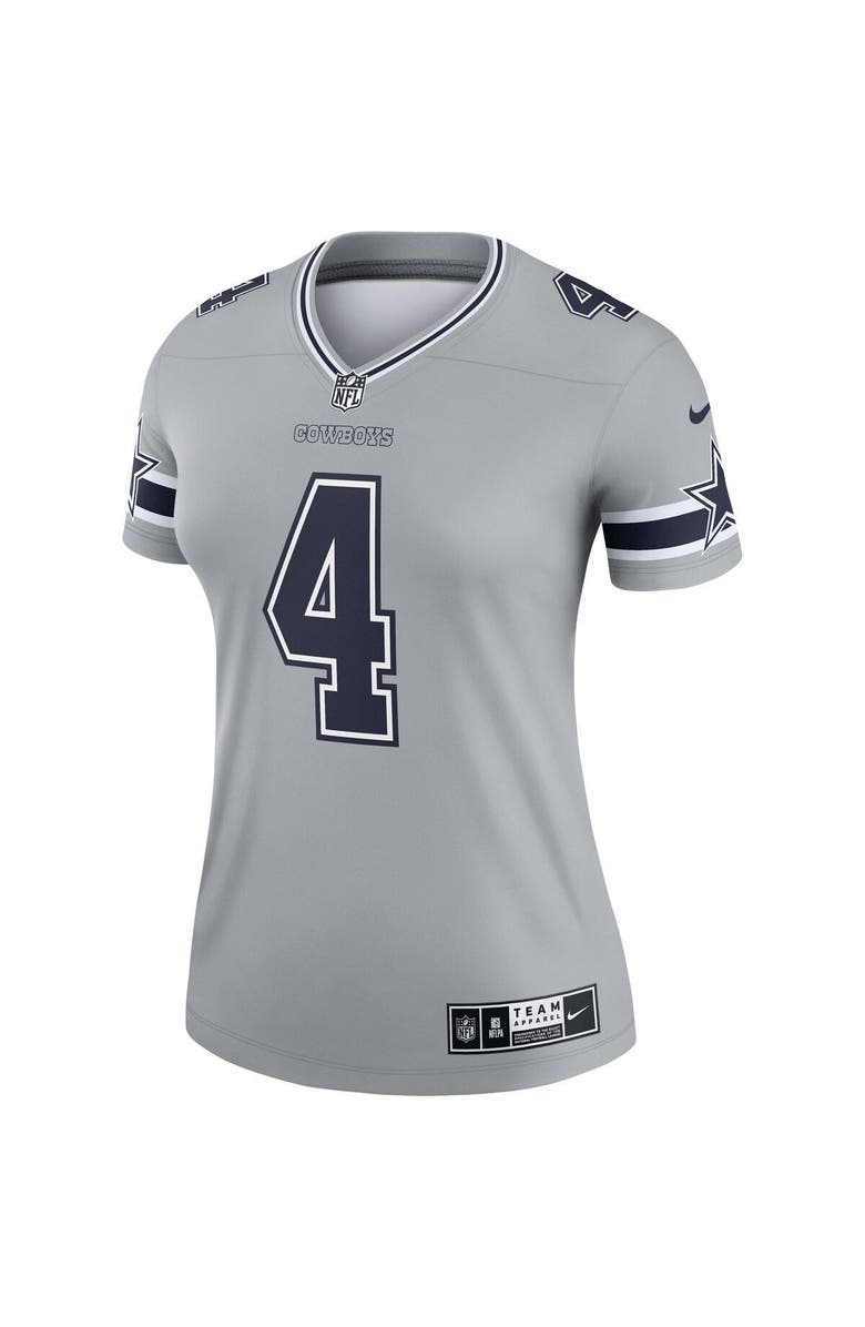 Nike Women's Nike Dak Prescott Gray Dallas Cowboys Inverted Legend Player Performance Top, Alternate, color, Gray