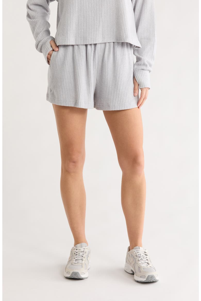 CityRun Rib Knit Wide Leg Shorts, Main, color, HEATHER GREY