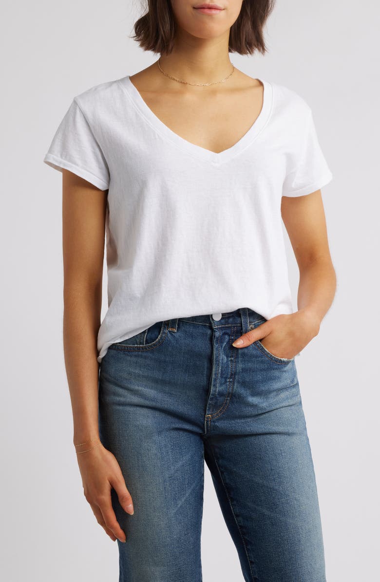 Alex Mill V-Neck Cotton T-Shirt, Main, color,