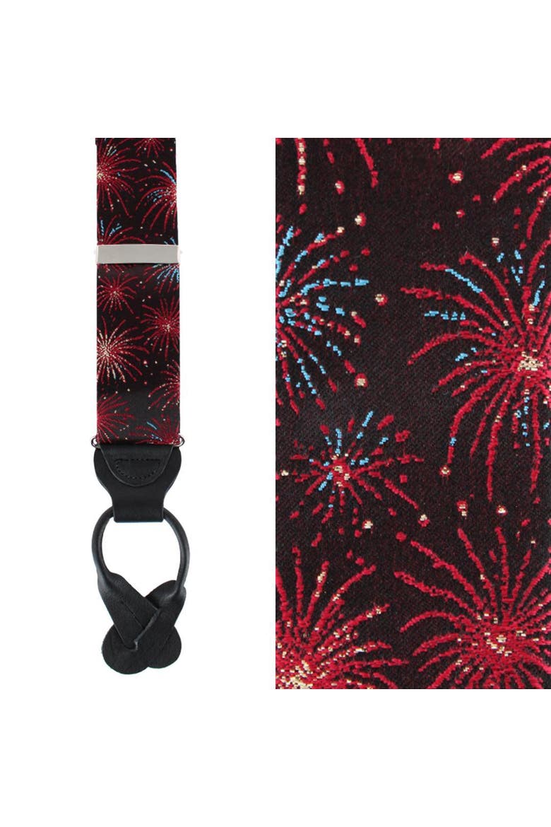Illumination Explosion Silk Button End Suspenders, Main, color, Black