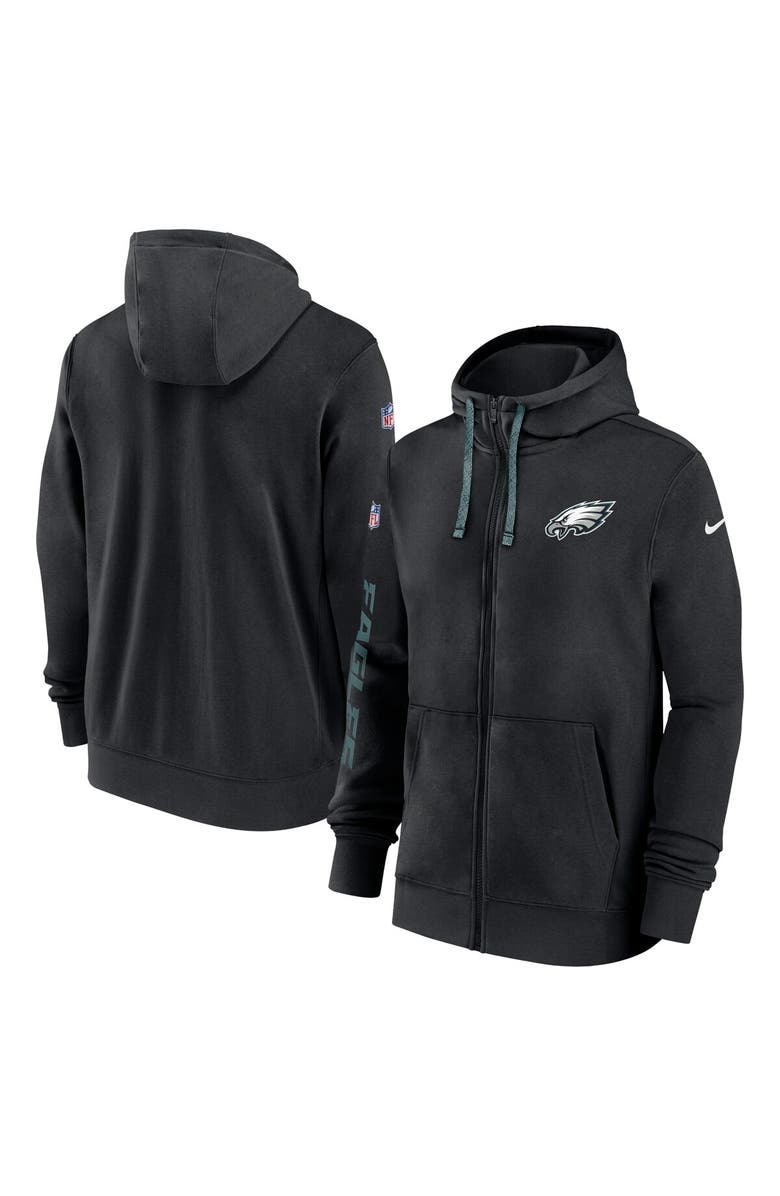 Nike Men's Nike Black Philadelphia Eagles 2024 Sideline Club Full-Zip Hoodie, Main, color, Black