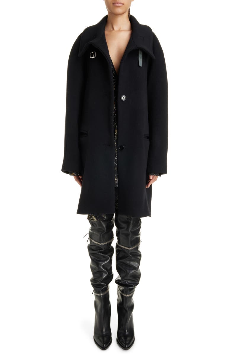 Isabel Marant Fares Wool Blend Funnel Neck Coat, Main, color, 