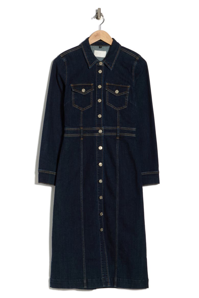 Fitted Long Sleeve Denim Shirtdress, Alternate, color, CARMELIA BROKEN