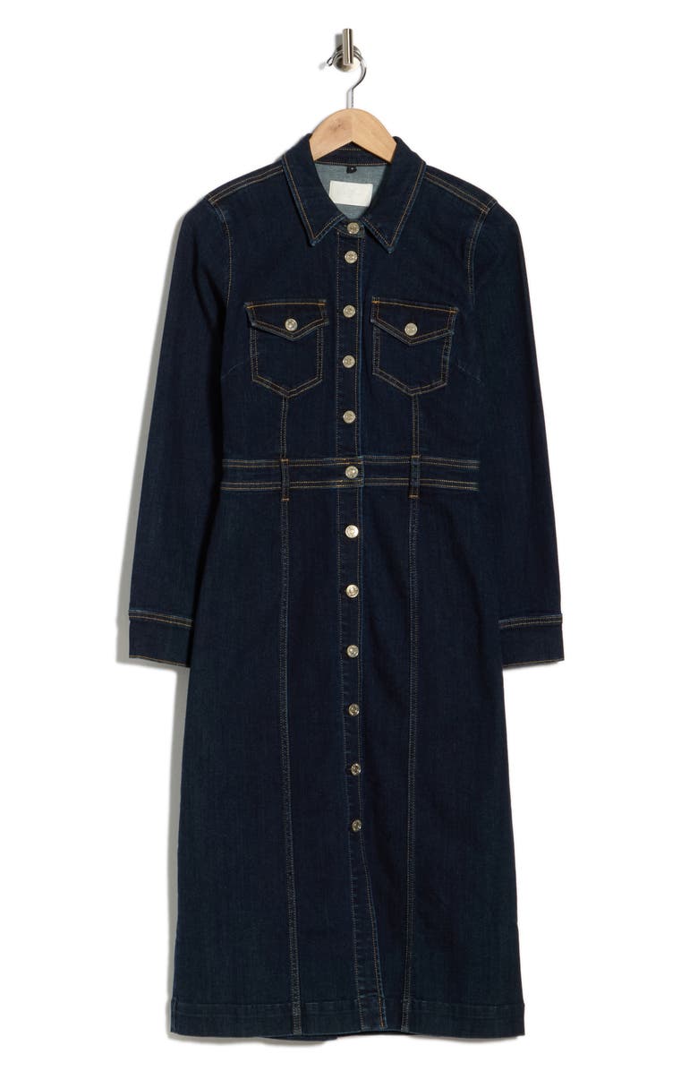 Seven Fitted Long Sleeve Denim Shirtdress, Main, color, Carmelia Broken