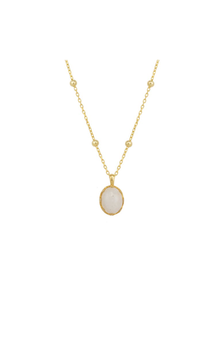 Spero London White Moonstone Sterling Silver Pendant Necklace With Beaded Chain, Main, color, Gold