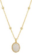 Spero London White Moonstone Sterling Silver Pendant Necklace With Beaded Chain