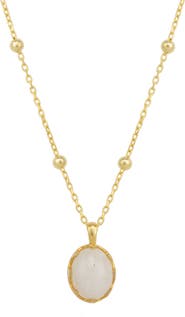 Spero London White Moonstone Sterling Silver Pendant Necklace With Beaded Chain