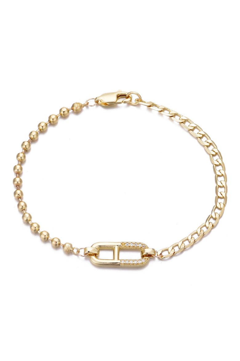 14K Gold Plated Cubic Zirconia Mixed Chain Bracelet, Main, color, GOLD
