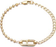 Adornia 14K Gold Plated Cubic Zirconia Mixed Chain Bracelet