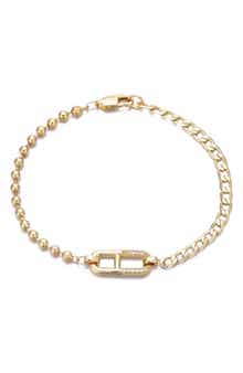 Adornia 14K Gold Plated Cubic Zirconia Mixed Chain Bracelet