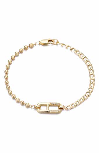 Adornia 14K Gold Plated Cubic Zirconia Mixed Chain Bracelet