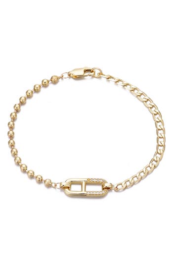 Adornia 14k Gold Plated Cubic Zirconia Mixed Chain Bracelet In Gold