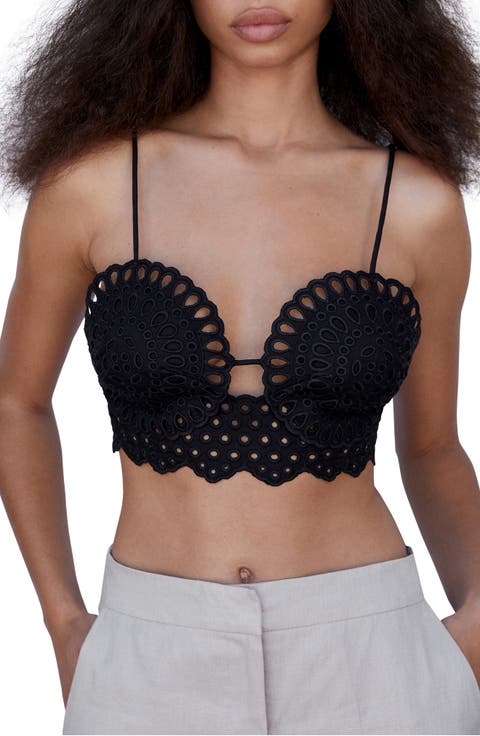 Broderie Anglaise Knit Crop Camisole