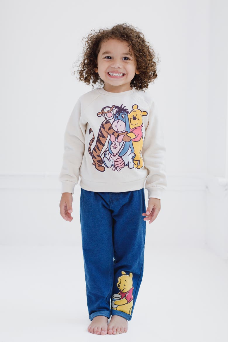Winnie the Pooh Sweatshirt and Denim Pants Set, Alternate, color, Ivory Winnie the Pooh