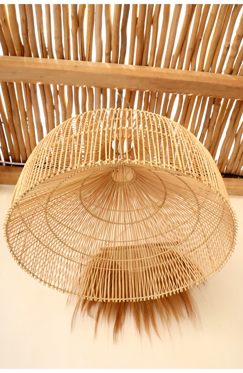 PINK HALEY Sienna Dome Shape Rattan Pendant Light Fitting, Alternate, color, Brown