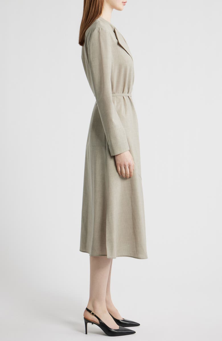 BOSS Dimosal Long Sleeve Wool Midi Dress, Alternate, color, Pumice