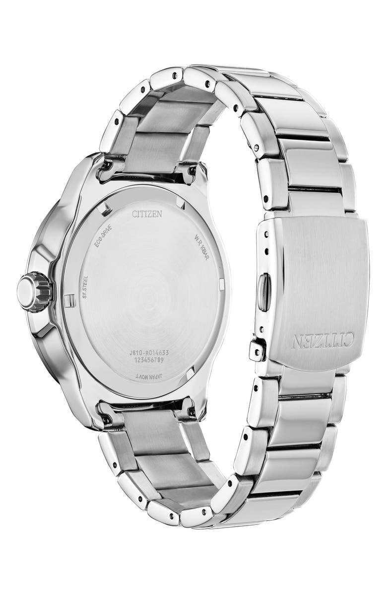 Citizen Eco Drive Stainless Steel Bracelet Watch, 45mm, Alternate, color, Silver