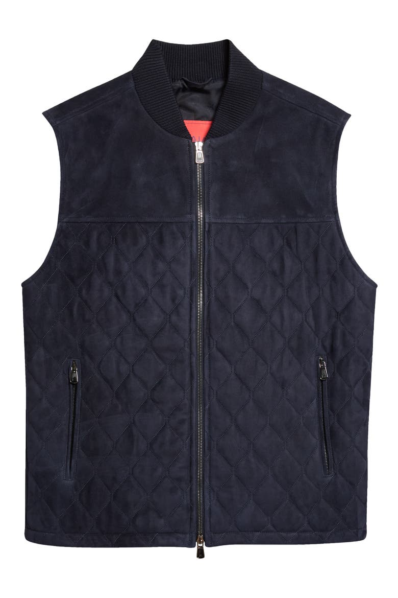 Quilted Suede Vest, Main, color, NAVY 814