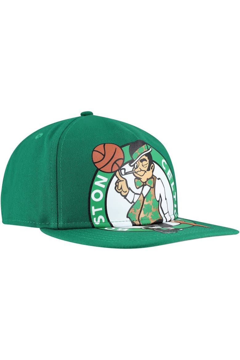 Men's New Era Kelly Green Boston Celtics Oversized Puff Print Logo Golfer Snapback Hat, Alternate, color, Kelly Green