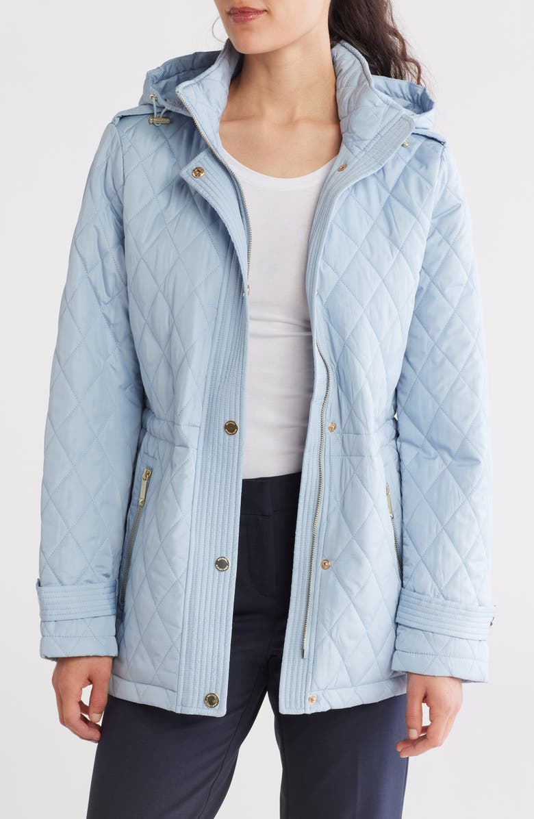 Michael Kors Diamond Quilt Anorak, Alternate, color, Light Chambray