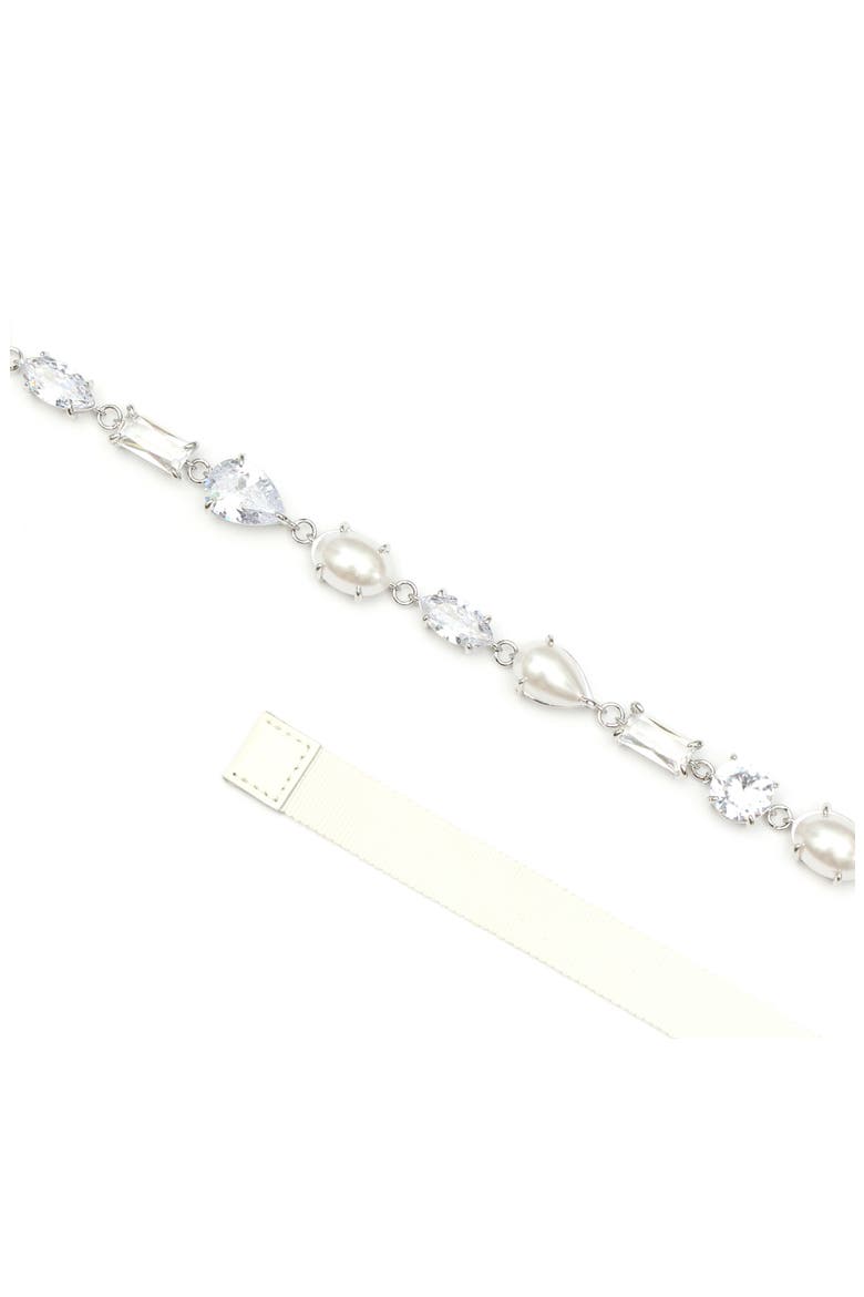 imitation pearl bridal belt, Alternate, color, CREAM/ SILVER