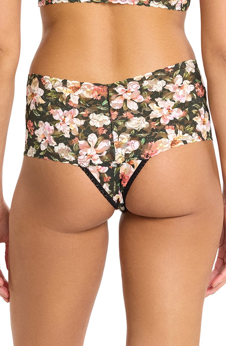 Hanky Panky Print High Waist Retro Thong, Alternate, color, Dark Room Blooms